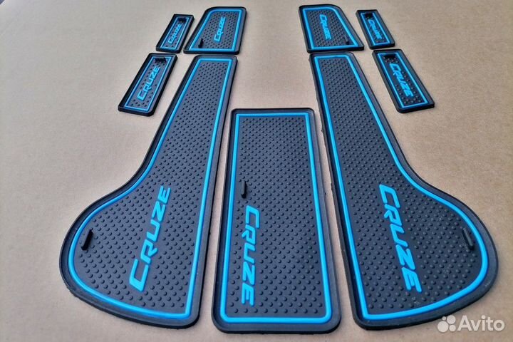 Коврики силиконовые в двери Cruze 9 шт синие