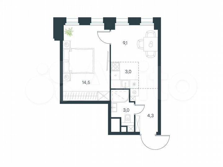 1-к. квартира, 33,9 м², 12/31 эт.