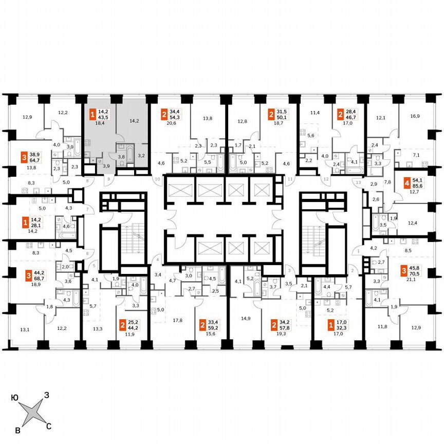 1-к. квартира, 43,5 м², 3/60 эт.