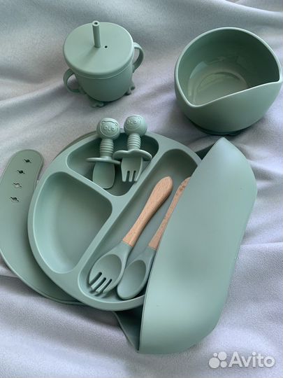 Набор детской силиконовой посуды на присоске