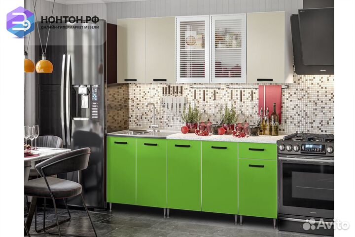 Кухня Рио-1 1.8м бежевый / олива