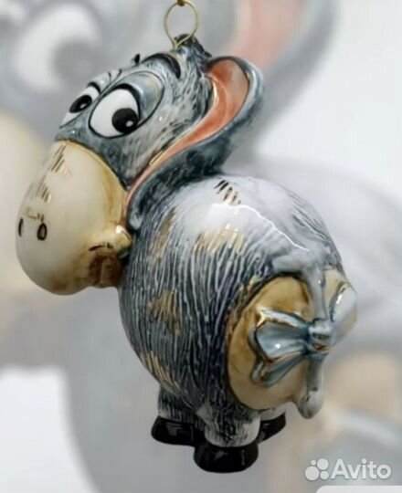Ослик иа, лефортовский фарфор. Ёлочная игрушка