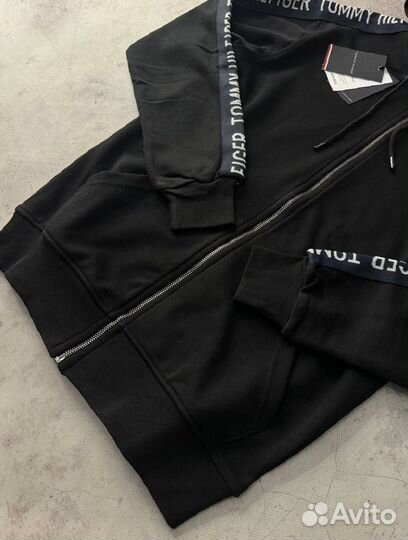 Зип худи Tommy Hilfiger с лампасами черная