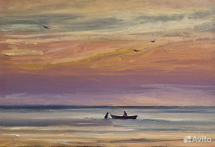 Картина маслом на холсте морской пейзаж. Море