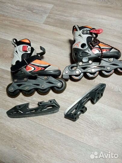Коньки-ролики размер 29-32 + защита для катания на