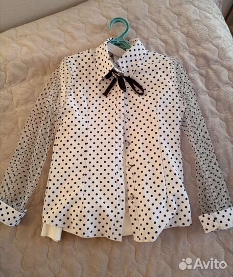 Блузка белая в горох для девочки