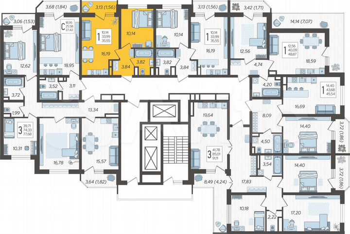 1-к. квартира, 35,6 м², 17/25 эт.
