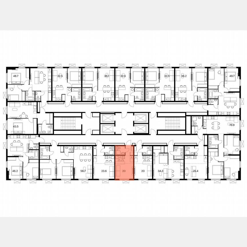 Квартира-студия, 20 м², 21/25 эт.