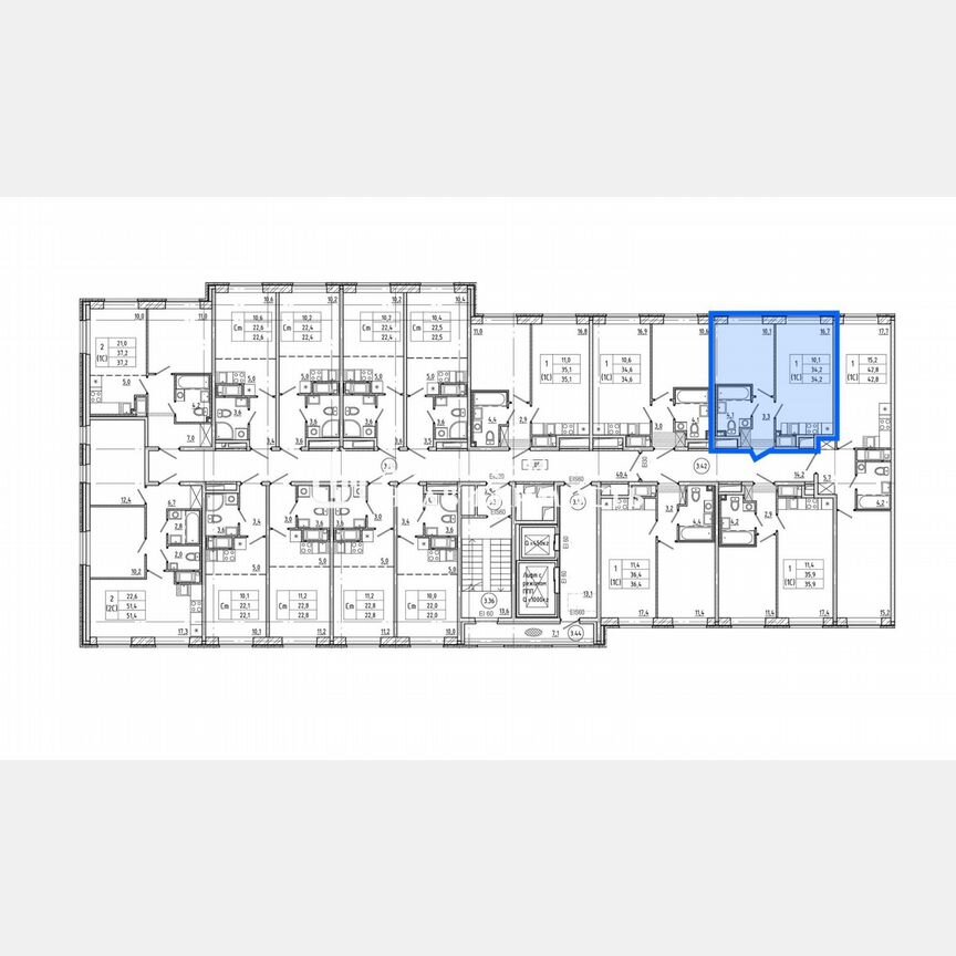 1-к. квартира, 34,2 м², 9/12 эт.