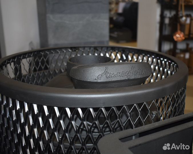 Банная печь Атмосфера L (чугун 11мм) сетка нерж