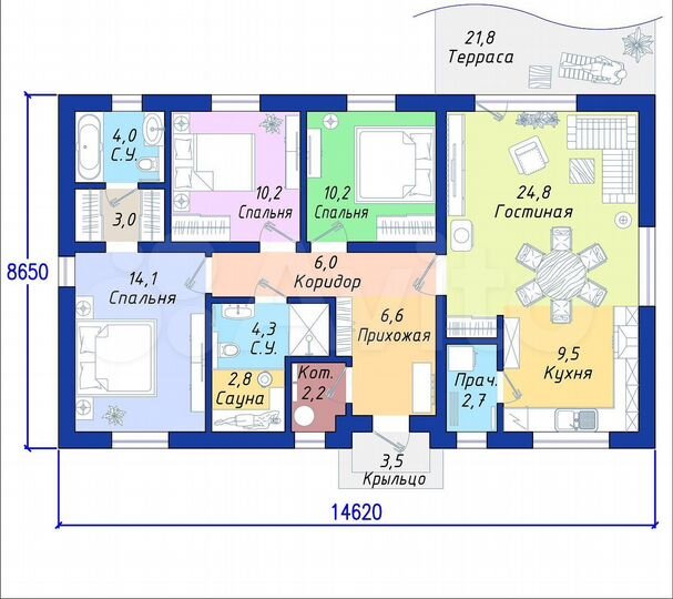 Дом 99,8 м² на участке 6 сот.