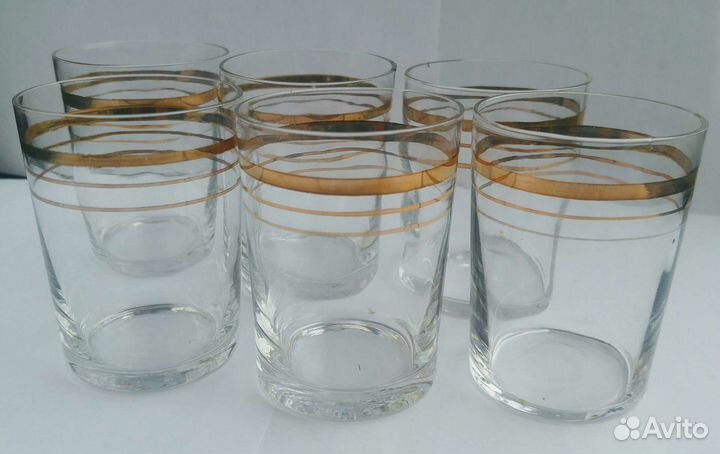 Фужеры рюмки СССР с золотым рисунком