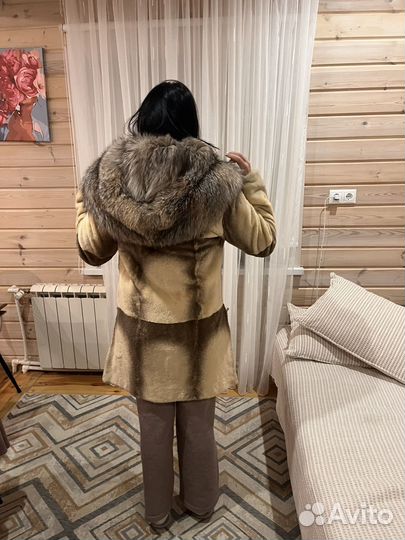 Шуба из кролика с песцом