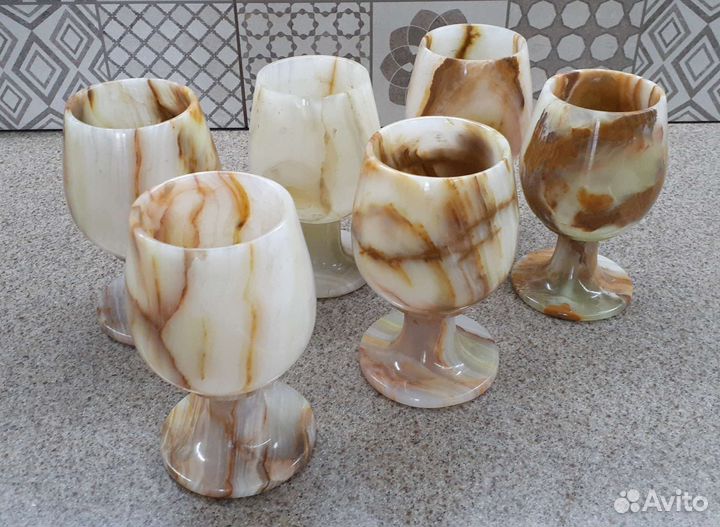 Бокалы интерьерные. Оникс Пакистан. 6 штук