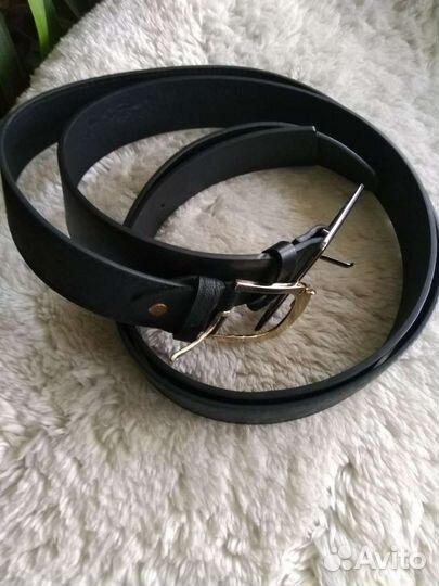 Ремень женский черный экокожа