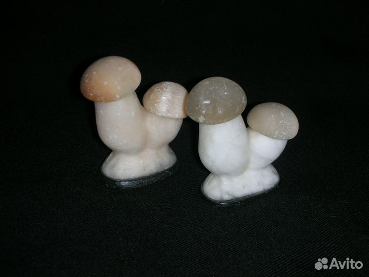 Статуэтки парные Грибы, мрамор, селенит, СССР