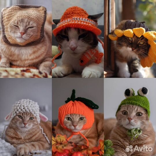 Вязаные шапочки для котиков