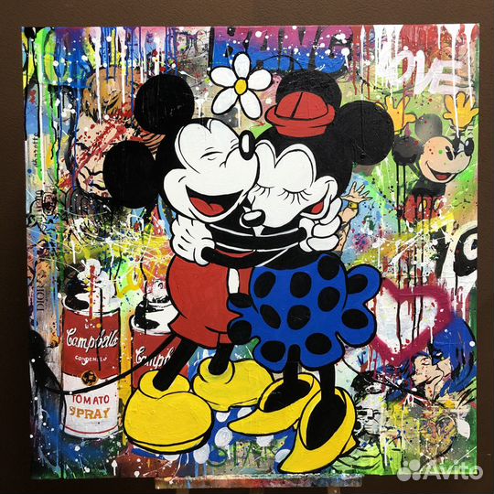 Яркие картины Микки Мини Маус поп стрит арт купить