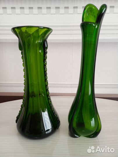 Вазы цветное зеленое стекло