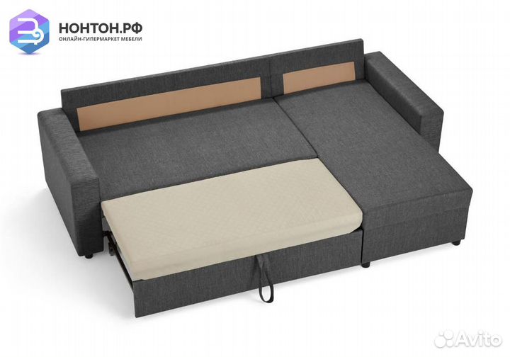 Диван угловой дельфин Торонто тёмно-серый