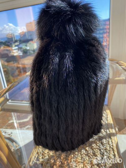 Шапка женская вязаная из пуха норки