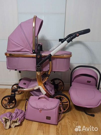 Детские коляски 3 в 1 из эко кожи luxmom 608