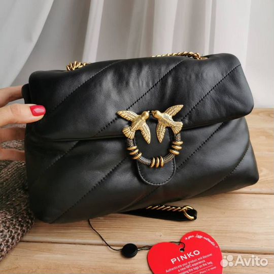 Женская черная сумка Pinko натуральная кожа