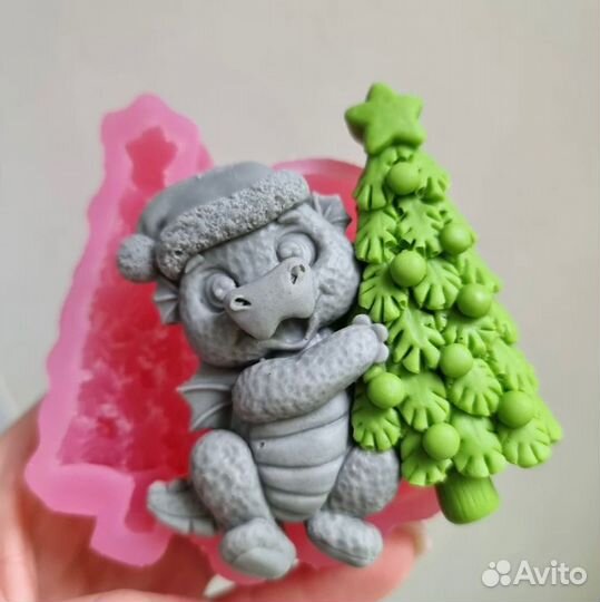 Силиконовая форма для шоколада Дракоша + набор роз