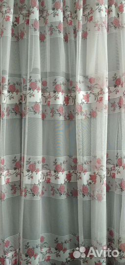 Тюль сетка с печатным рисунком и вышивкой, шторы