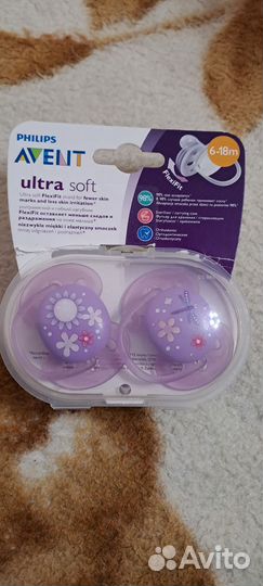Пустышка Avent ultra soft 6-18м