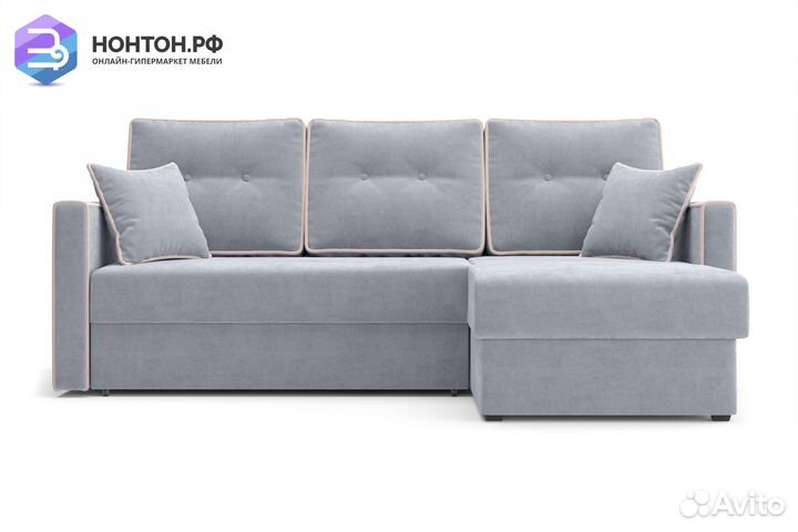 Диван угловой дельфин Леон серый