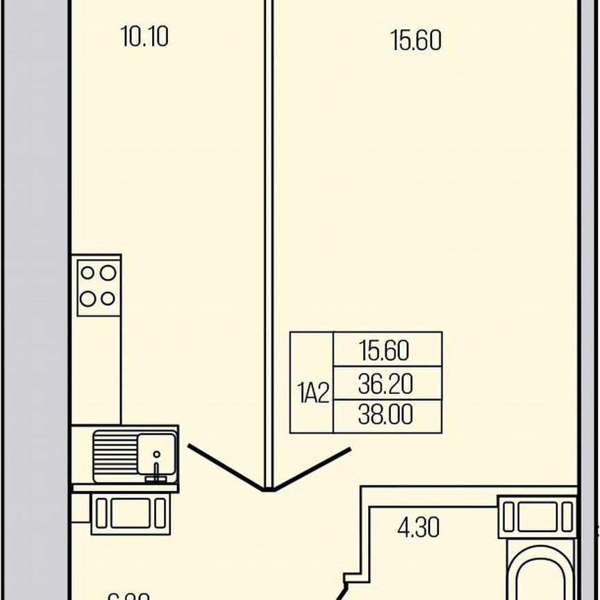 1-к. квартира, 38 м², 12/19 эт.