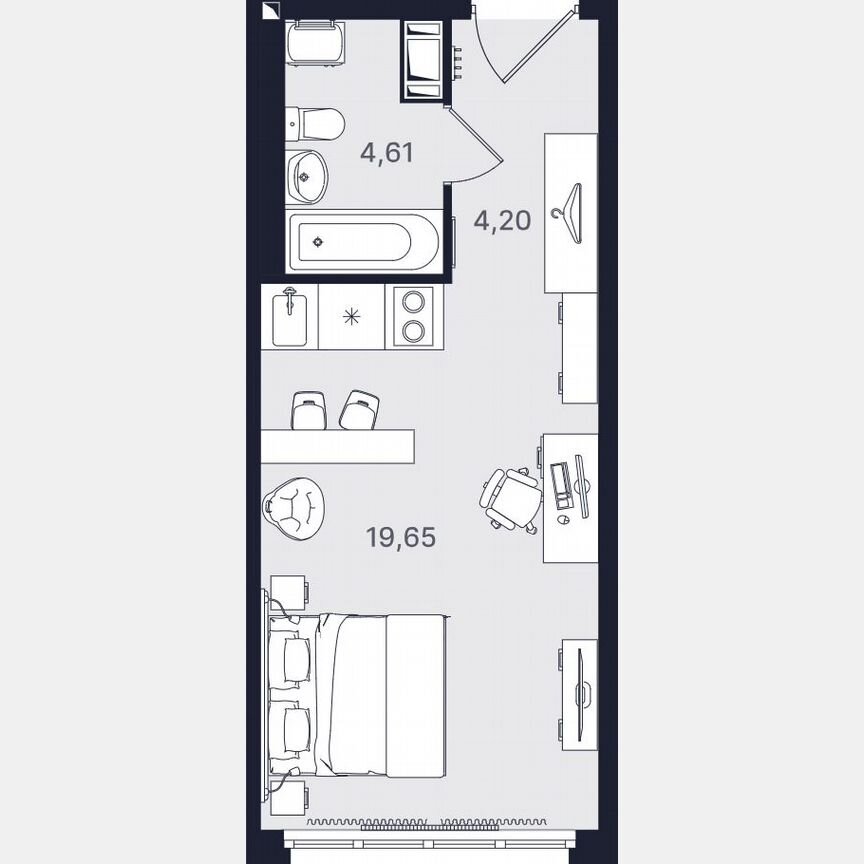 Апартаменты-студия, 28,5 м², 9/24 эт.
