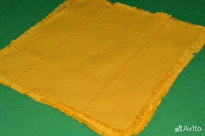 Скатерть, салфетки, жёлтая, хлопок, винтаж