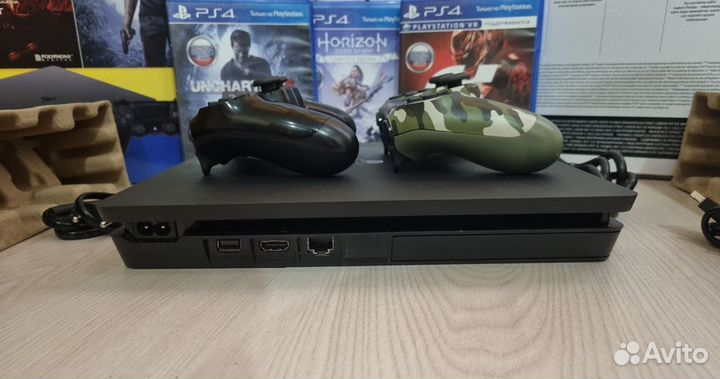 Sony PS4 Slim + 2 геймпада + Полный комплект