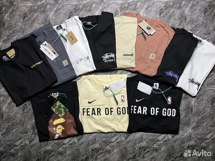 Футболки Stussy Carhartt Nike Fear Of God Bape