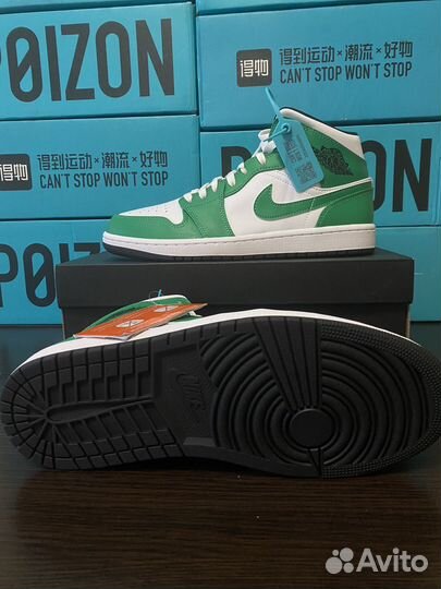 Кроссовки Nike Air Jordan 1 mid Lucky green