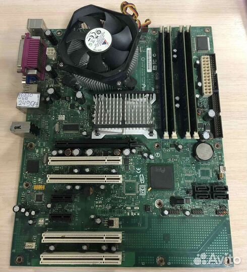 Материнская плата intel +cpu x2+ddr2 4gb+cooler