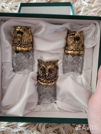 Рюмки перевертыши, хрусталь, животные, комплект