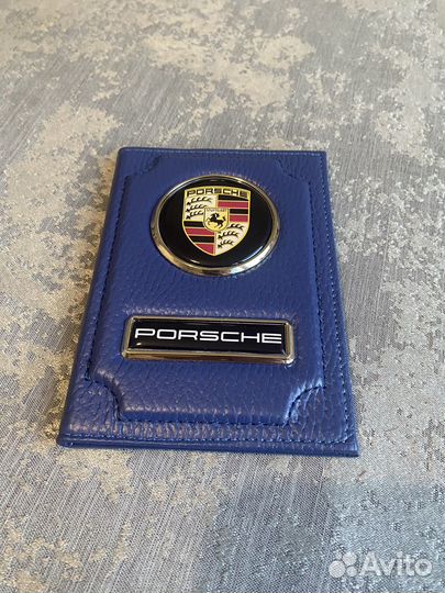 Обложка для автодокументов синяя Porsche