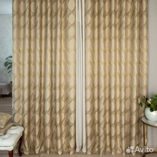 Комплект Шторы и Тюль Альба золотой песок+Дебора