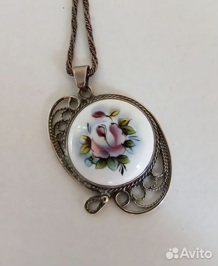 Кулон, подвеска. Финифть. СССР. Винтаж