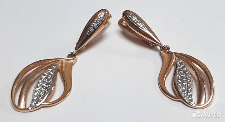 Серьги позолоченное серебро 925 пр. вес 3,91 гр