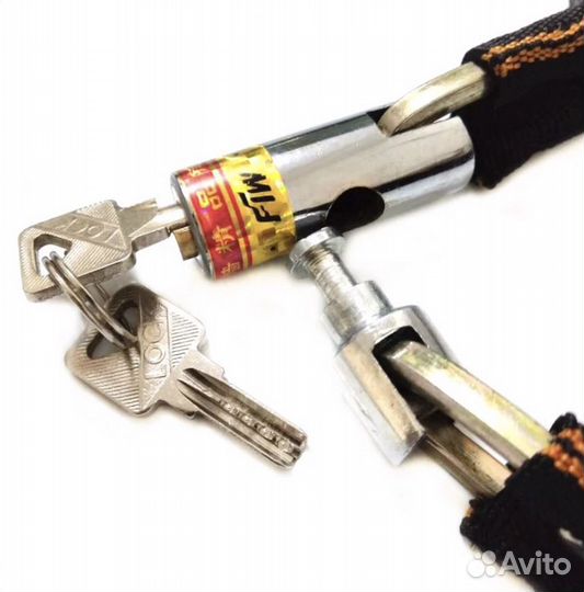 Цепь-замок в тканевой оплётке с ключом