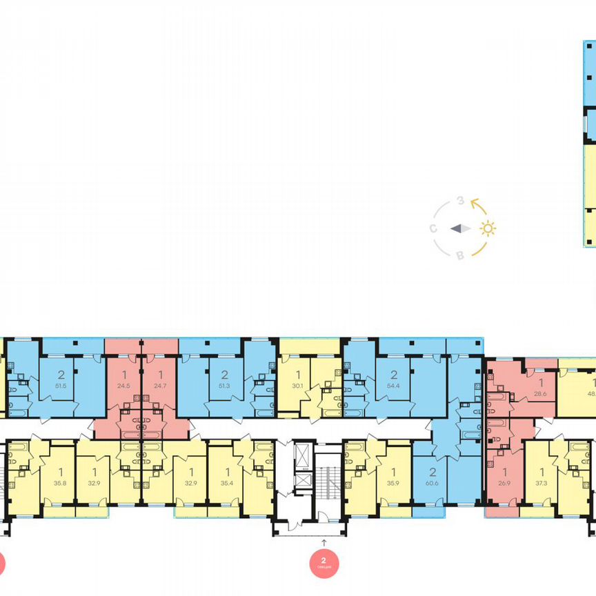 2-к. квартира, 59,8 м², 8/15 эт.