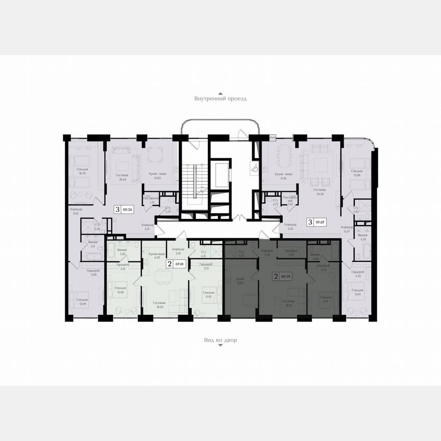 2-к. квартира, 66,4 м², 6/17 эт.