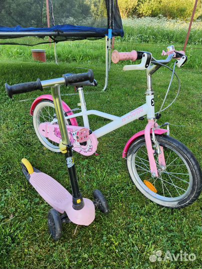 Детский велосипед btwin 16 + самокат oxelo