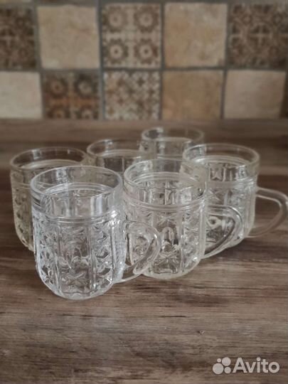 Стаканы кружки стекло с резьбой под хрусталь СССР