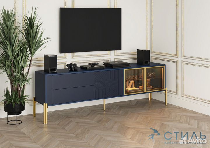 Омри Тумба под тв Морской Синий матовая Темно-сини