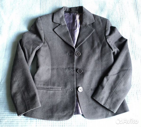 Школьный пиджак для девочки, серый 122